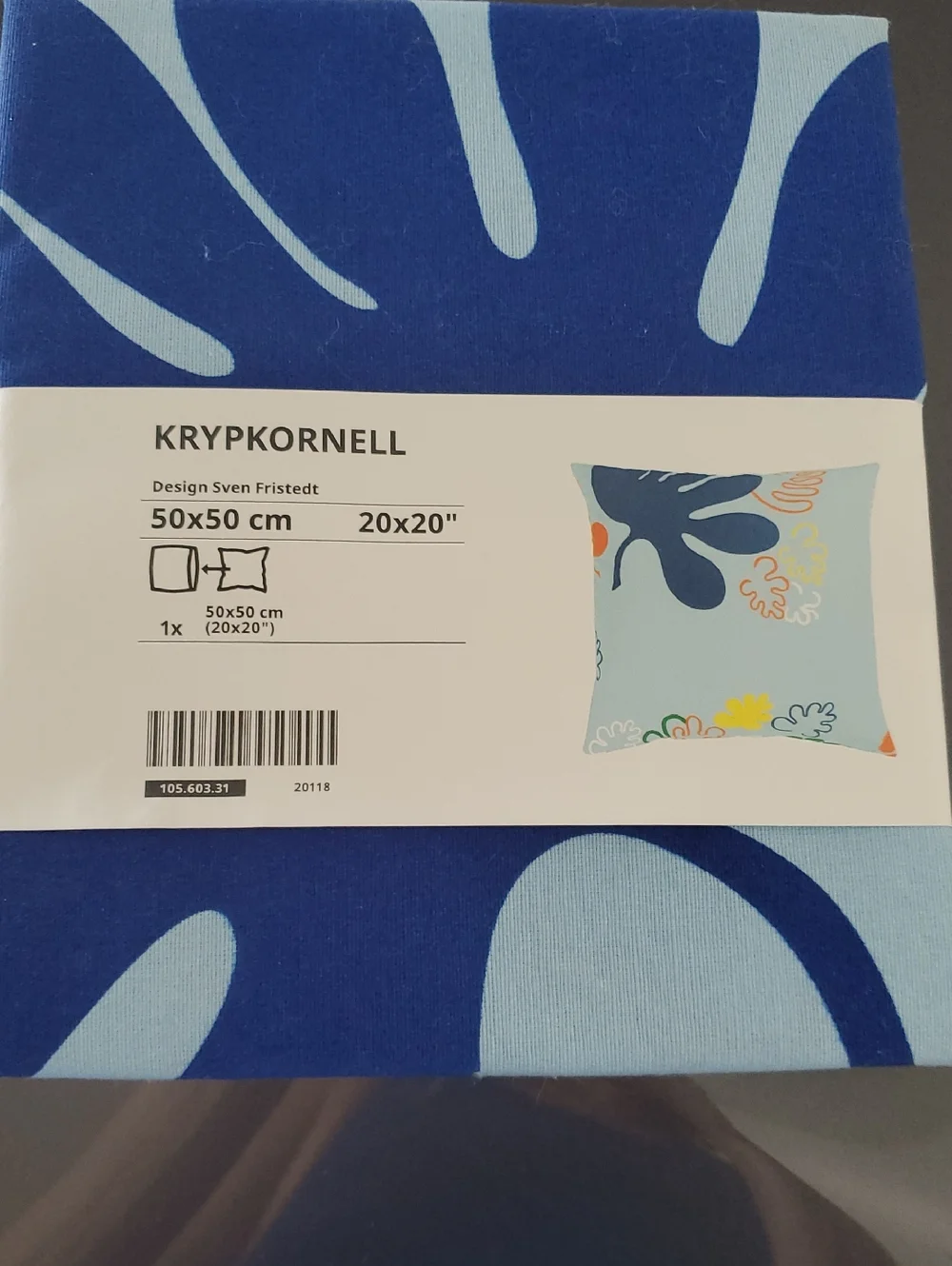 IKEA Multicolor Floral Loop Pattern Pillow Cover - Blue Base